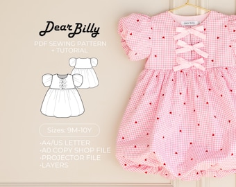 Classic Bubble Dress – Bowfront | PDF Sewing Pattern | 9M–10Y
