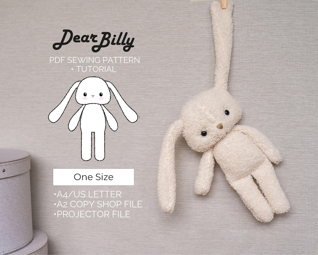 Bunny Stuffed Animal Sewing Pattern PDF - DIY Plush Toy Softie Pattern ...