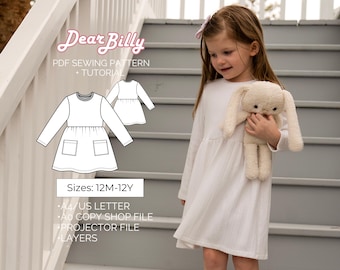 Girls Basic Knit Dress PDF Sewing Pattern 12M-12Y