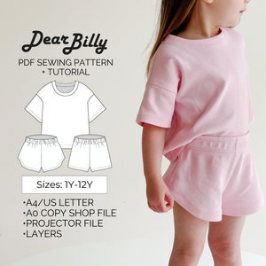 T-shirt + Shorts Matching Set PDF Sewing Pattern 1Y-12Y