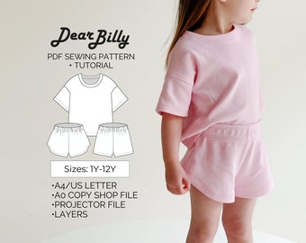 T-shirt + Shorts Matching Set PDF Sewing Pattern 1Y-12Y