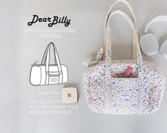 Duffel Bag Sewing Pattern PDF | Mini Weekender Bag | Gym Bag, Diaper Bag | Digital Download