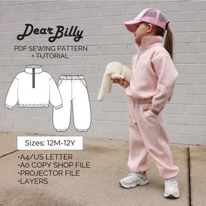 Pullover e pantaloni della tuta BUNDLE PDF - Modello di cucito - Completo da salotto unisex per bambini / 12 M–12Y