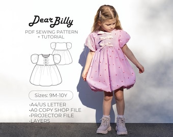 Classic Bubble Dress – Bowfront | PDF Sewing Pattern | 9M–10Y
