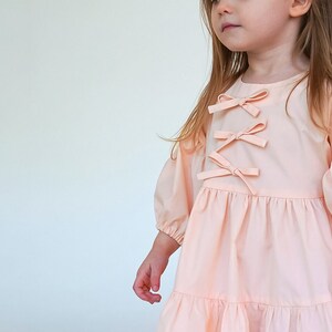 Girls Tiered Dress With Puff Sleeve and Bows PDF Sewing Pattern 12M-12Y ...