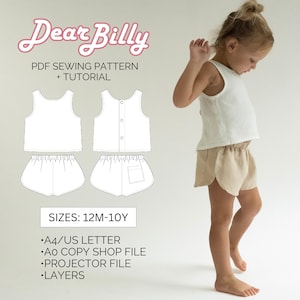 Tank Top and Shorts Bundle PDF Sewing Pattern 12M-10Y