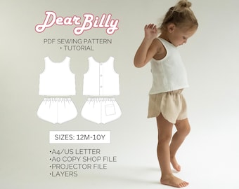 Tank Top und Shorts Bundle PDF Schnittmuster 12M-10Y