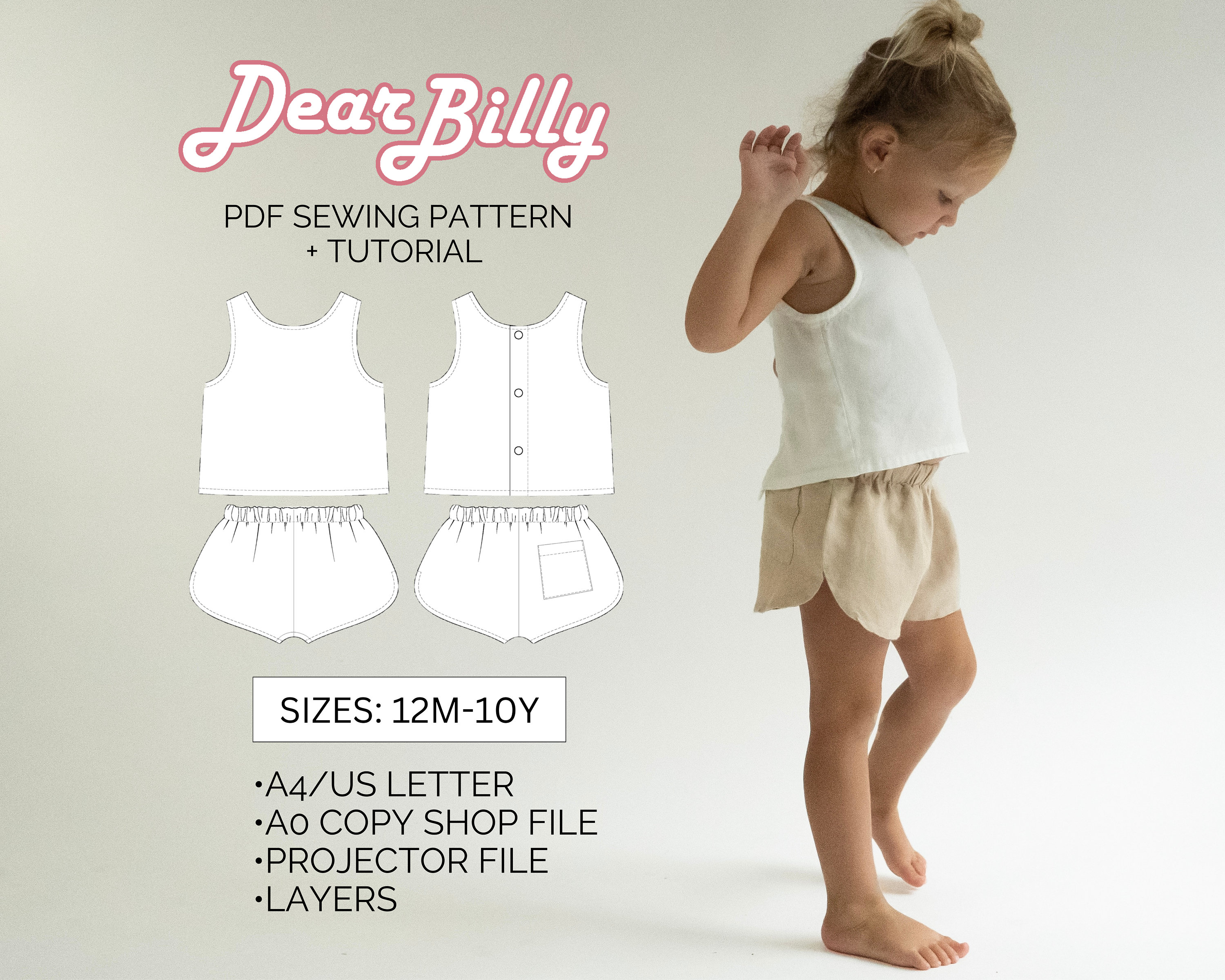 Tank Top and Shorts Bundle PDF Sewing Pattern 12M-10Y - Etsy
