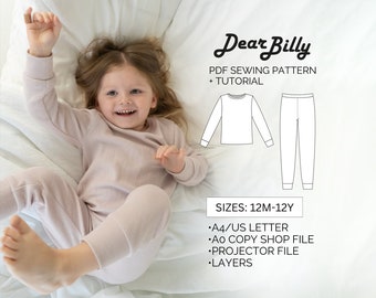 Kids Pajama Set Bundle PDF Sewing Pattern 12M-12Y