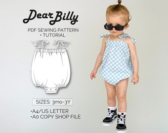 Tie Strap Playsuit PDF Sewing Pattern Instant Download Sizes 3M-3Y Mini Influencer