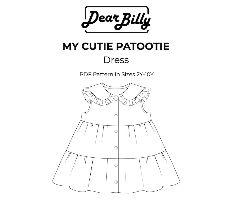 Tiered Ruffle Collar Girls Dress PDF Sewing Pattern Sizes 2T-10Y - Etsy