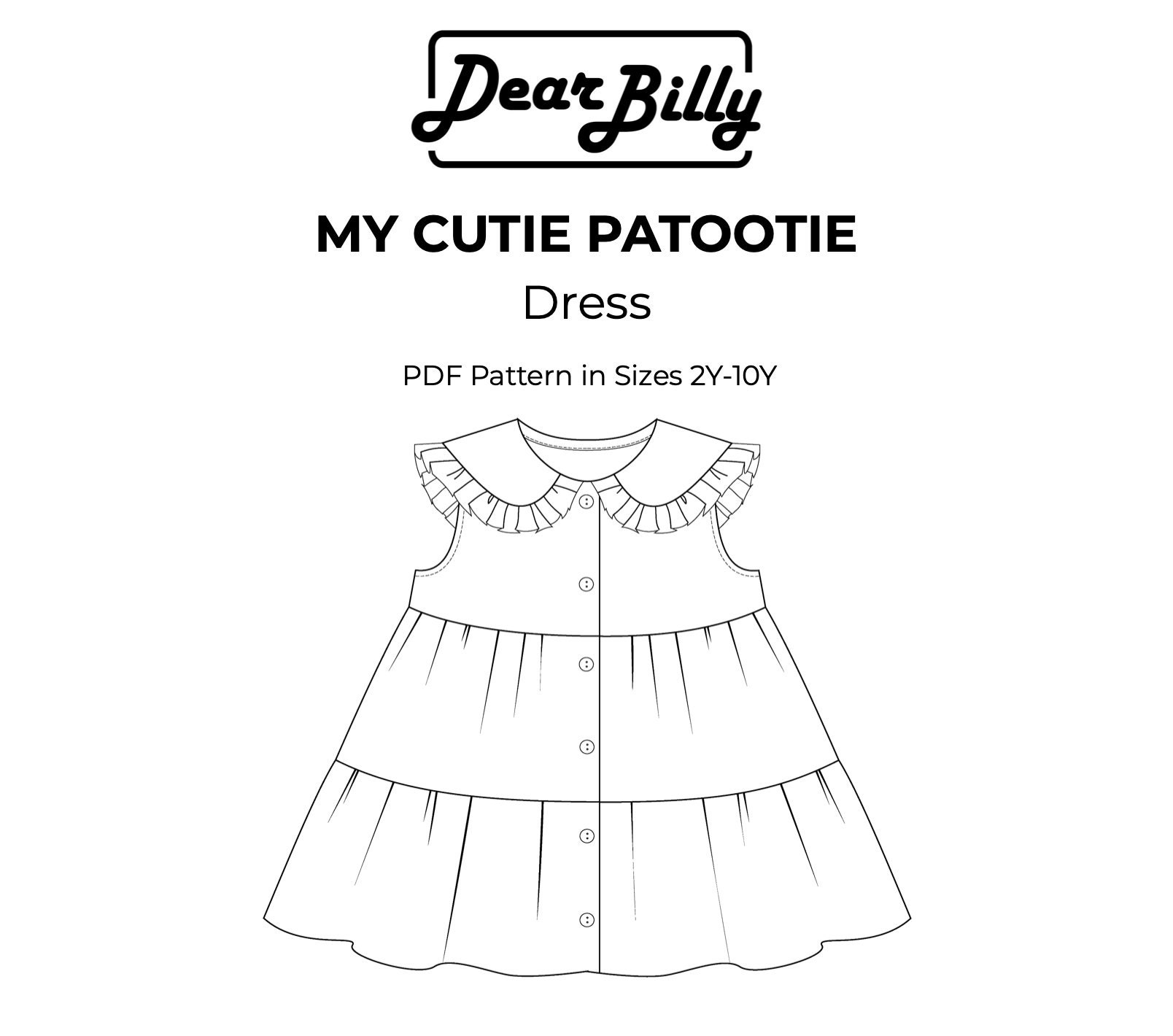 Tiered Ruffle Collar Girls Dress PDF Sewing Pattern Sizes 2T-10Y - Etsy