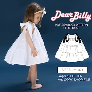 Girls Tiered Shoulder Strap A-line Dress PDF Sewing Pattern