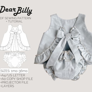 Pinafore Dress Diaper Cover Baby Set Bundle 1M-36M PDF Sewing Pattern