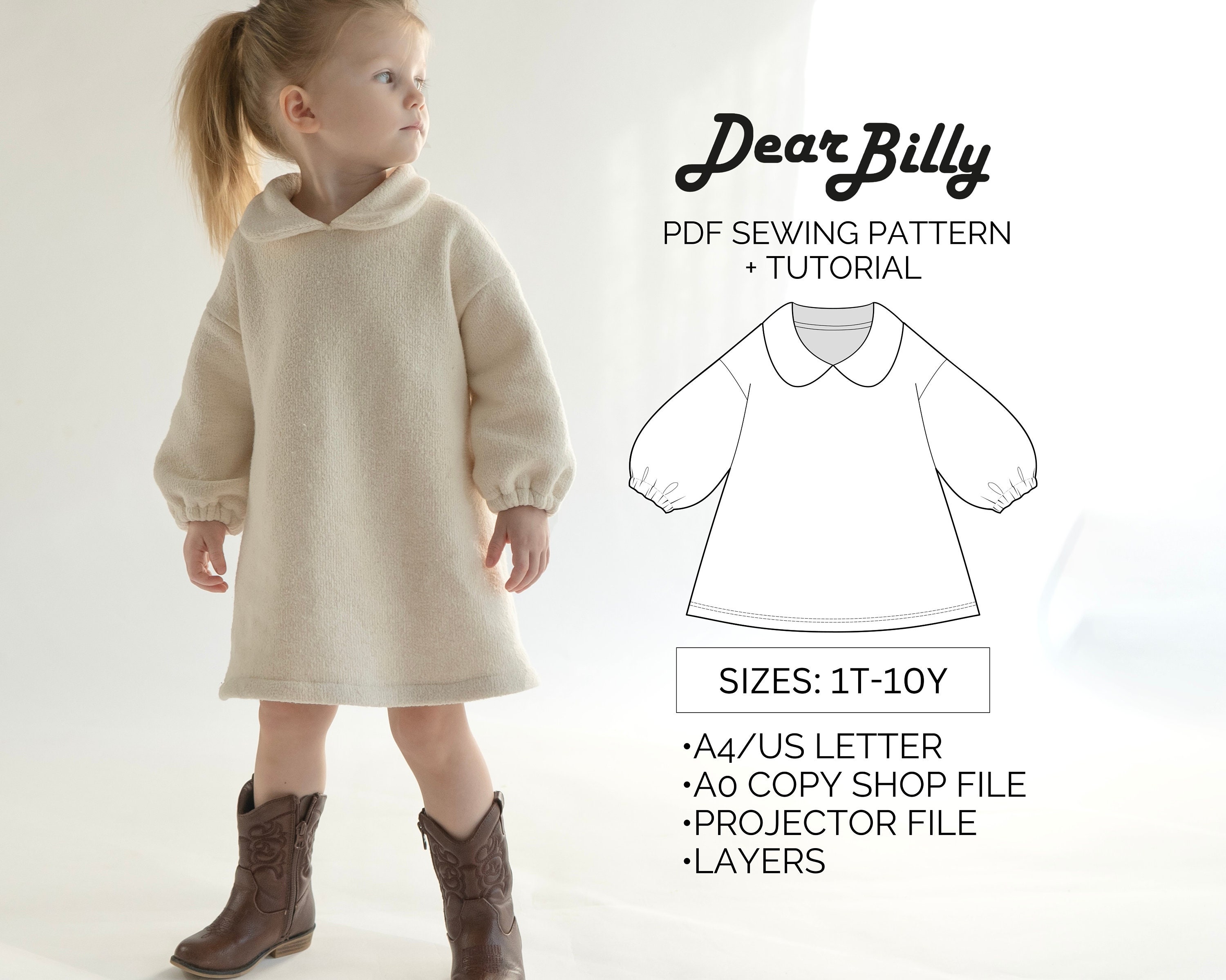 Winter Dress PDF Sewing Pattern 1Y-10Y