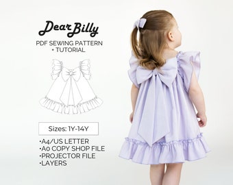 Girls Dress PDF Sewing Pattern, Sizes 1-14yo, Bébé Blossom Dress