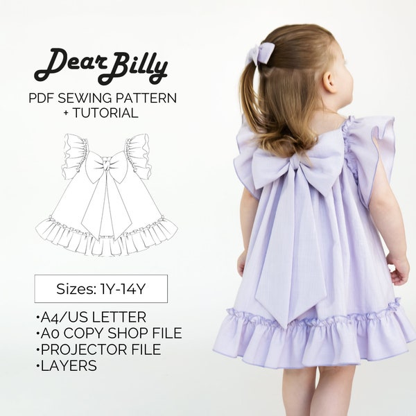 Girls Dress PDF Sewing Pattern, Sizes 1-14yo, Bébé Blossom Dress