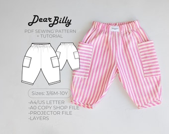 Unisex Kids Balloon Trousers • Barrel Leg Pant • PDF Sewing Pattern • Cali Pants • 3/6m-10y