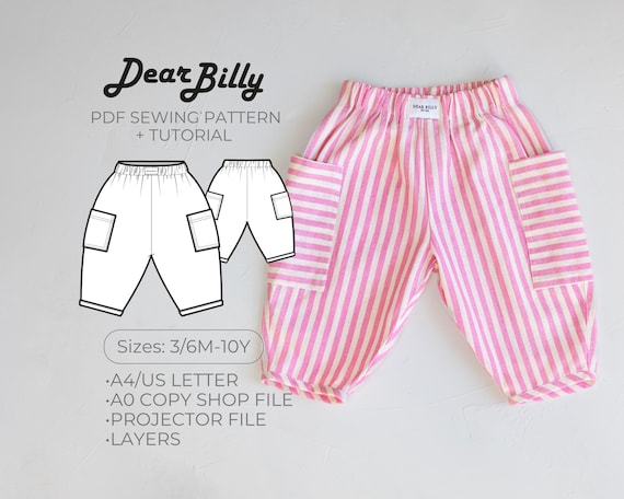 Unisex Kids Balloon Trousers • Barrel Leg Pant • PDF Sewing Pattern • Cali Pants • 3/6m-10y