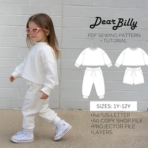 Kids Sweatshirt and Sweatpants Bundle PDF Sewing Pattern 1Y-12Y Instant Download