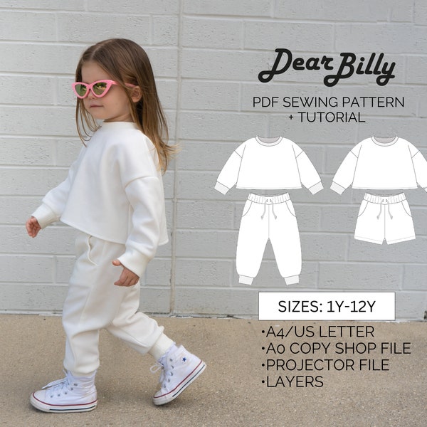 Kinder Sweatshirt und Jogginghose Bundle PDF Schnittmuster 1Y-12Y Instant Download