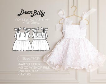 Bow Strap Dress Sewing Pattern: Toddler & Girls (PDF)