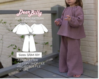 Blouse and Pants Set Bundle 3/6M-10Y PDF Sewing Pattern