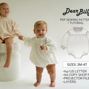 Baby Toddler Bubble Romper PDF Sewing Pattern 3M-4T