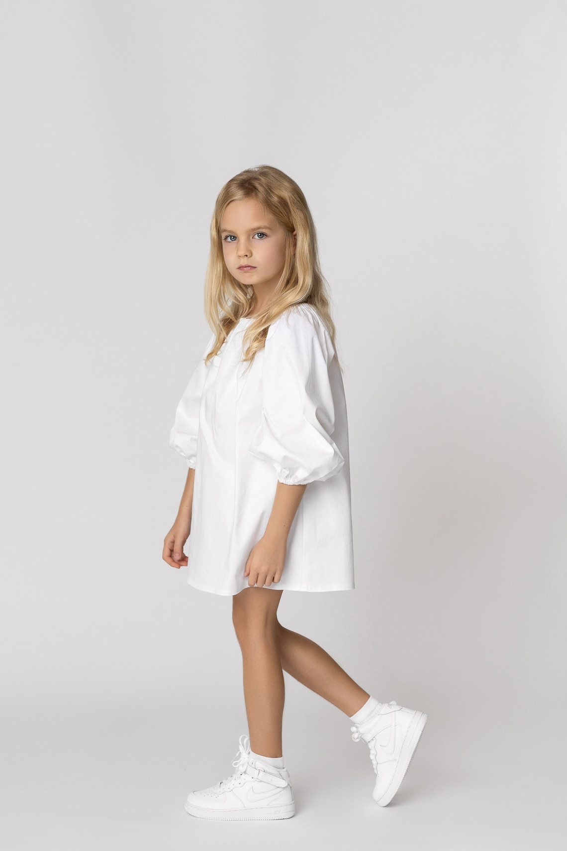 Plaid Puff Sleeve Babydoll Dress