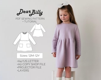 Girls Dress PDF Sewing Pattern 12M-12Y