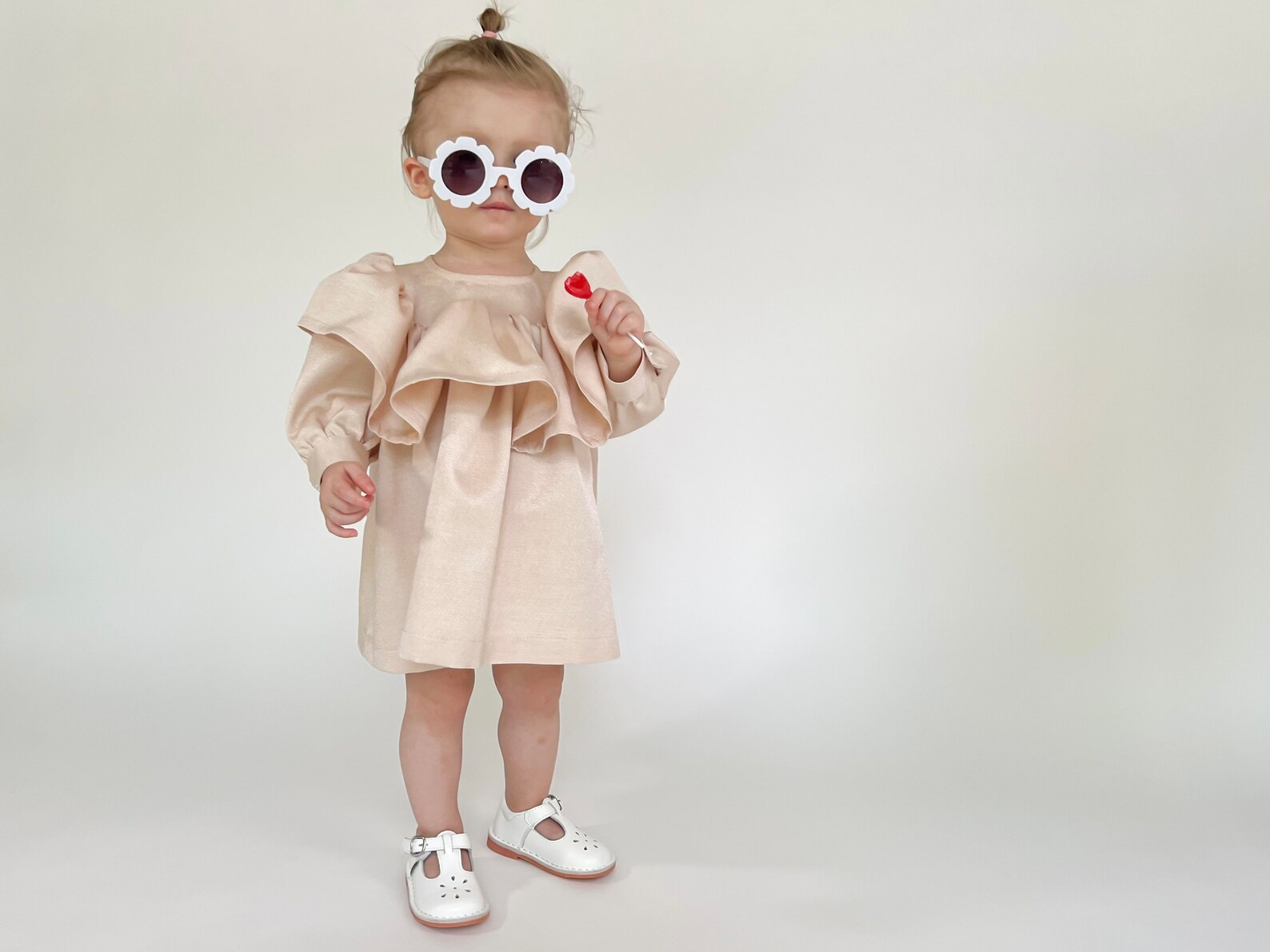 Girls L/S Ruffle Yoke Dress