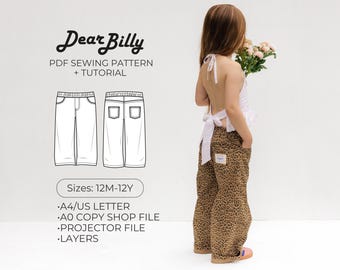 Kids Baggy Jeans Sewing Pattern | Pull-On Wide Leg Pants (PDF Download)