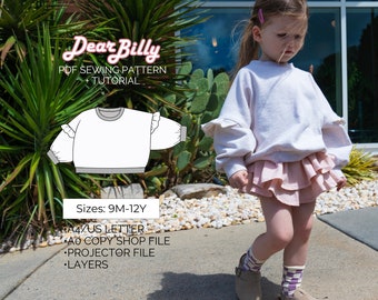 Kids Oversized Sweatshirt PDF Sewing Pattern 9M-12Y