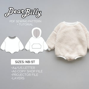 Sweatshirt Romper PDF Sewing Pattern NB-5T