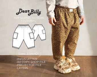 Kids Barrel Leg Trousers PDF Sewing Pattern • Cali Pants • 3/6m-10y