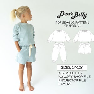 Sweatsuit Two Piece Set 1Y-12Y Track Bottoms and Jumper PDF Sewing Pattern