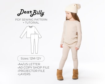 Kids Long Johns Sewing Pattern • Thermal Knit Pajamas (PDF Pattern)