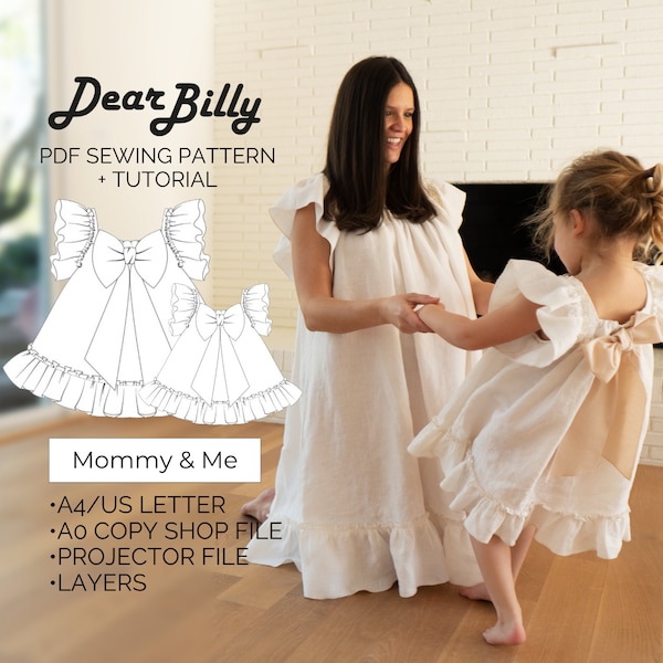 Bundle de patrons de couture PDF Mommy&Me 1A-14A XXS-3XL
