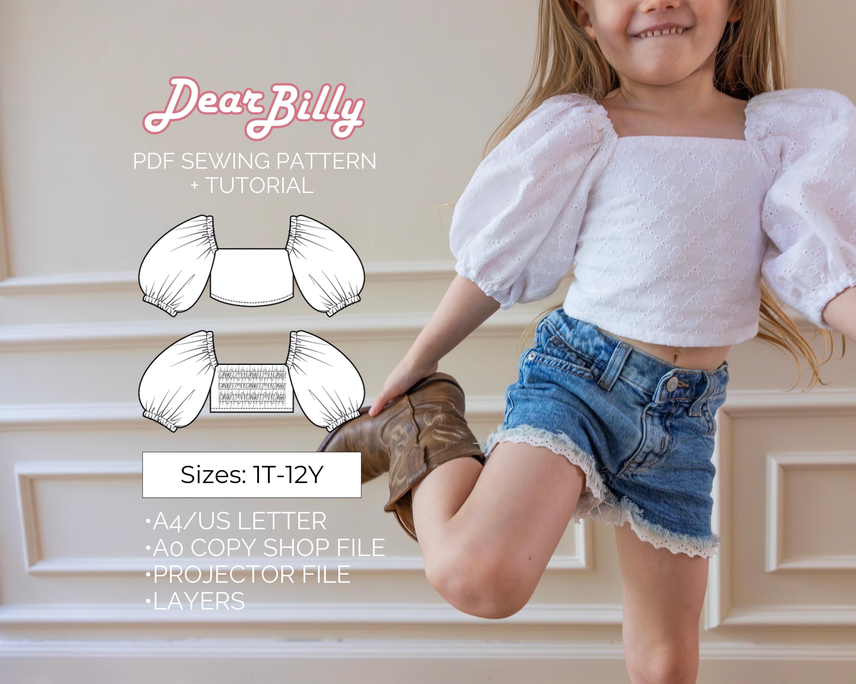 Girls Puff Sleeve Top Sewing Pattern – Sizes 1T-12Y (PDF Pattern) - Etsy