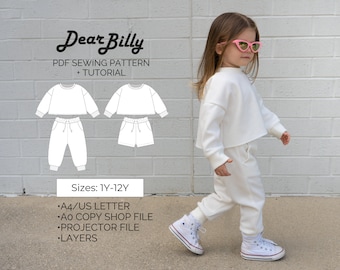 Kids Sweatshirt and Sweatpants Bundle PDF Sewing Pattern 18M-12Y Instant Download