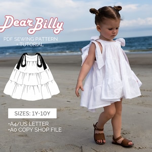 Girls Tie Shoulder Strap Sleeveless Circle Summer Dress 1Y-10Y PDF Sewing Pattern