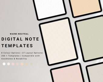 Sjablonen voor digitale notities, bekleed, raster, Cornell, Goodnotes, Notability (pdf)