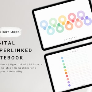 Digital Hyperlinked Notebook, Landscape, Minimal Notebook with Tabs, Goodnotes, Notability, Lined, Dotted, Grid, Cornell Note, iPad, Tablet