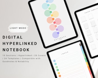 Minimalist Digital Notebook, Portrait, Hyperlinked Tabs (Goodnotes, Notability)