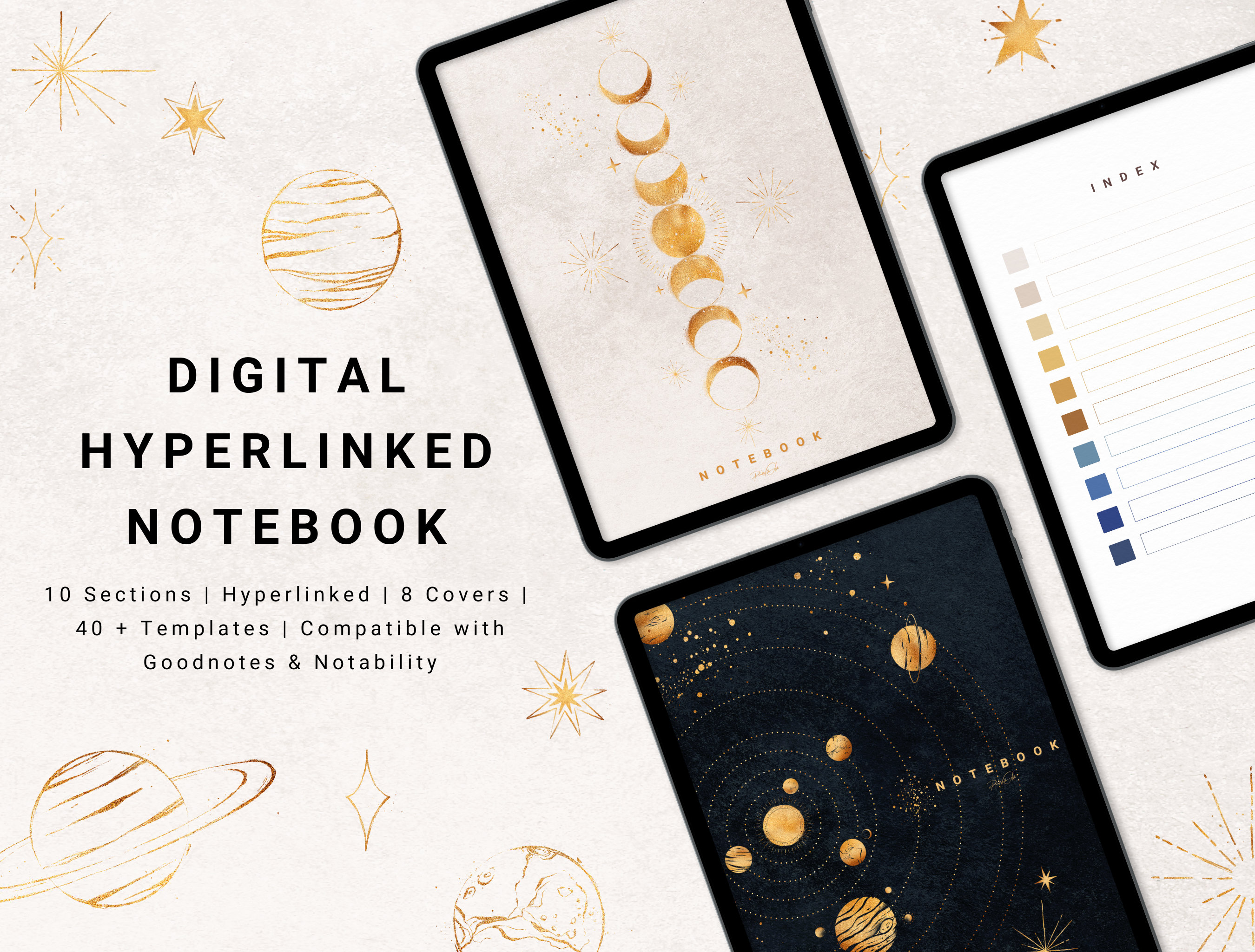Galaxy Digital Notebook, Portrait, Hyperlinked, Goodnotes, Notability ...