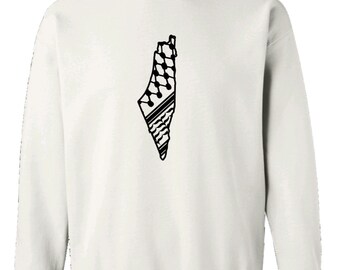 Falasteen Outline Keffiyeh Sweatshirt Pattern Palestine Unisex - Palestine Shirt - Palestine Gift - Palestine Crewneck - Youth - Adults