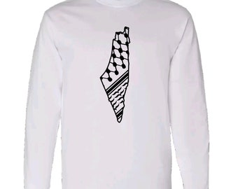 Falasteen Outline Keffiyeh Crewneck Pattern Palestine Unisex - Palestine Shirt - Palestine Gift - Palestine Crewneck - Youth - Adults