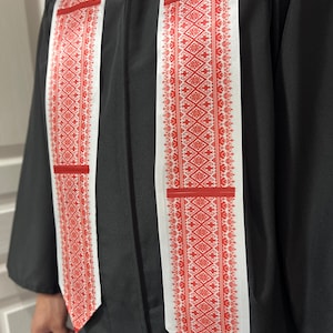 Palestine Graduation Stole Falasteen Grad Stole Sash Custom Year Falasteen Red and White  NOT EMBROIDERED, SUBLIMATION dyed into fabric
