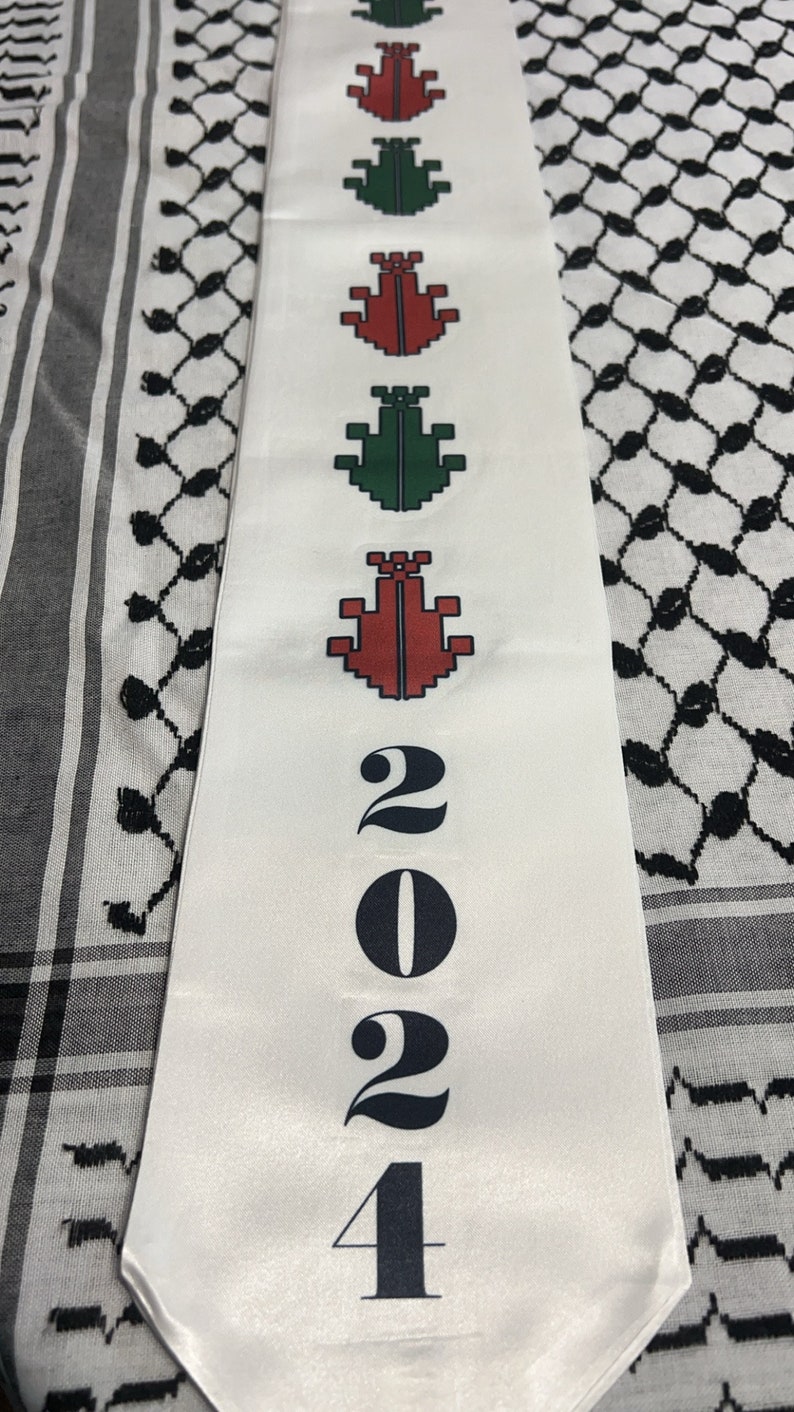 Palestine Tatreez image Graduation Stole Falasteen Grad Stole Sash