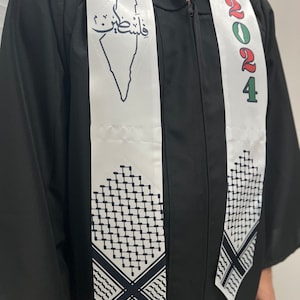 Palestine Keffiyeh Hatta (Image) Graduation Stole Falasteen Grad Stole Sash Custom Year Shemagh